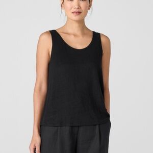 Eileen Fisher Organic Line Jersey Scoop Neck Tank - Black Size 2X